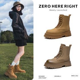 ZHR则则英伦风马丁靴女2024秋冬款复古百搭厚底大黄靴显瘦工装靴