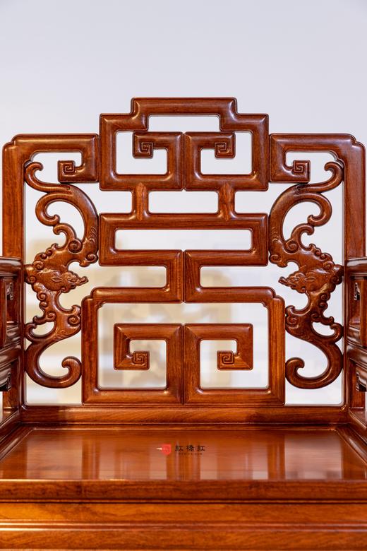 红桥红 家具严选  缅甸花梨(大果紫檀）  【福寿太师椅 三件套】 商品图2