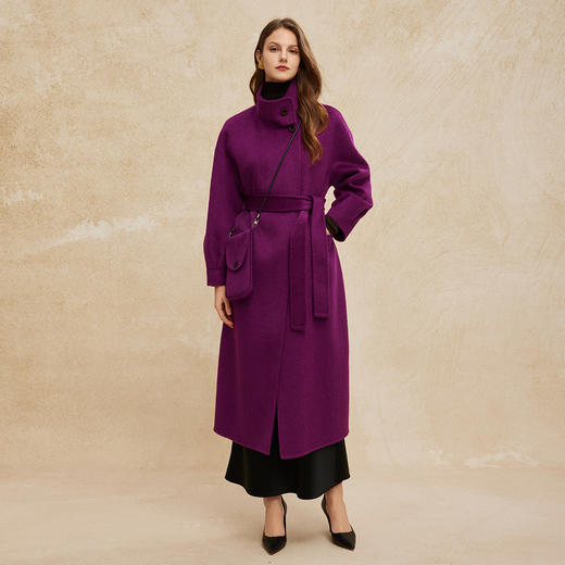 PH945斯尔丽24新款时尚大廓形立领韩版配手工包大气显瘦羊毛大衣 商品图3