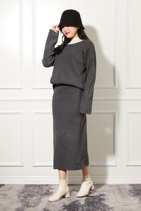 LNNNS 简约灰色针织两件套 11023