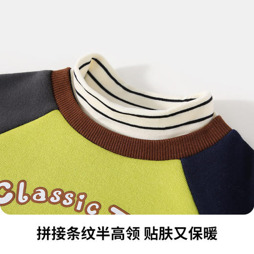 【银狐绒】【90-140】【精典泰迪】男童撞色加绒半高领卫衣 商品图6
