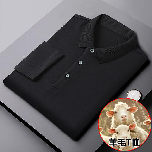 【羊毛】【新款DWP】大依优型大码长袖T恤Polo衫翻领男装加肥加大体恤大号上衣胖子内搭 商品图1