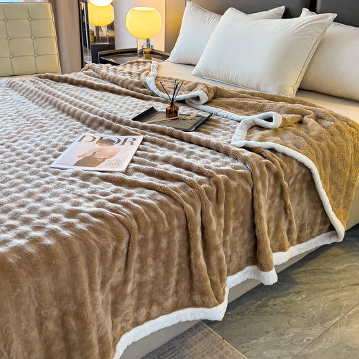 【家装氛围感新宠】泡泡绒法兰绒毯轻奢仿皮草托斯卡纳兔绒多功能办公室午睡毯子。ry 商品图2