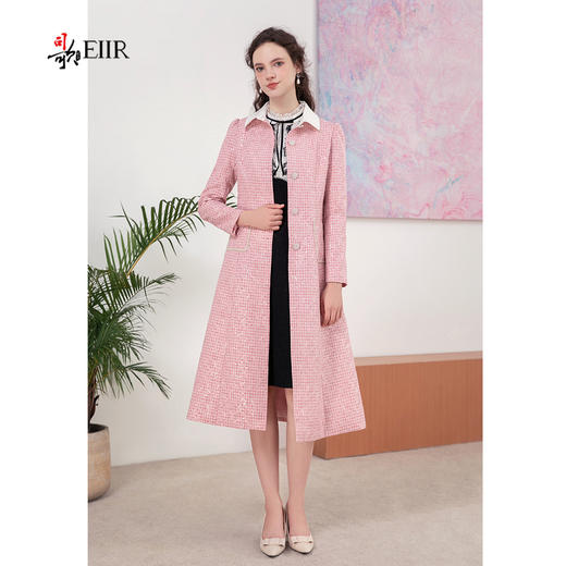 司歌刺绣格子收腰中长款风衣秋冬女R901194X 商品图4