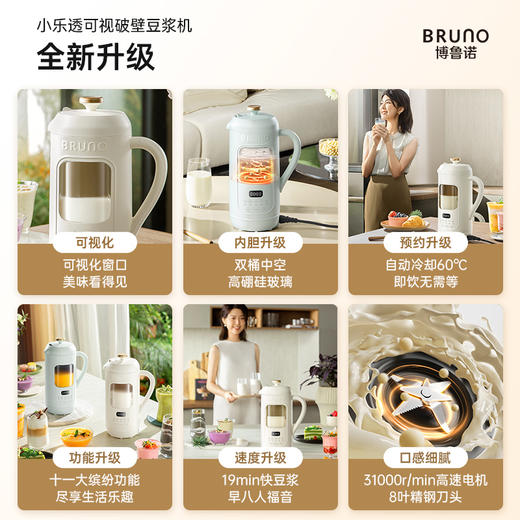 营养早餐好选择！不用泡豆直接打的豆浆机【BRUNO小乐透可视破壁机豆浆机】   0405返团 商品图4