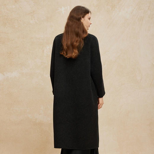 PH944斯尔丽24新款双面呢直身配围巾韩版大气廓形显瘦中长羊毛大衣 商品图7