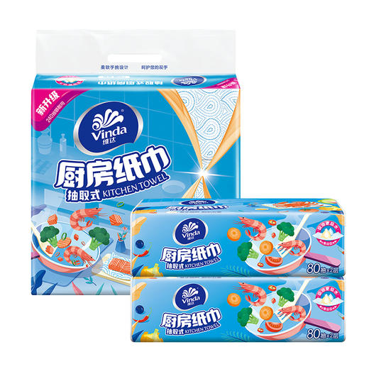 【积分兑换】维达（Vinda）厨房抽纸【赵丽颖推荐】 80抽*12包 吸油吸水厨房纸 整箱 V2241-A（送喜马月卡） 商品图2
