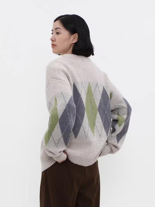 LIVINGTOWN/LT菱形格毛衣开衫 商品图1