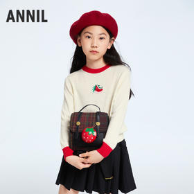 女童圆领长袖针织衫冬季新款安奈儿童装EG444505