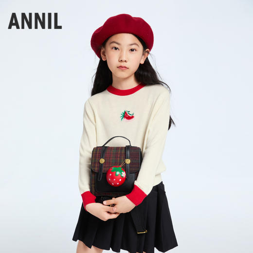 女童圆领长袖针织衫冬季新款安奈儿童装EG444505 商品图0