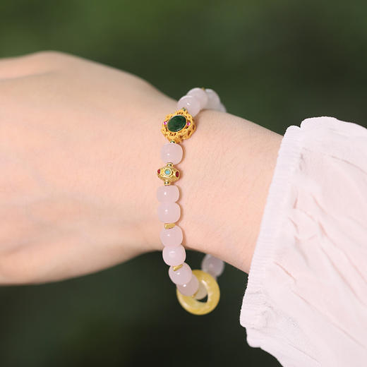 天然和田玉白玉手蜜蜡环扣手链7*8mm 商品图4