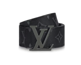 LOUIS VUITTON Initiales双面平滑扣 皮带男款黑色宽4cm