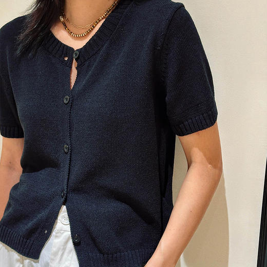 【顺丰包邮】01600 洛诗琳镂空设计棉质极简通勤风短袖针织开衫565 商品图4