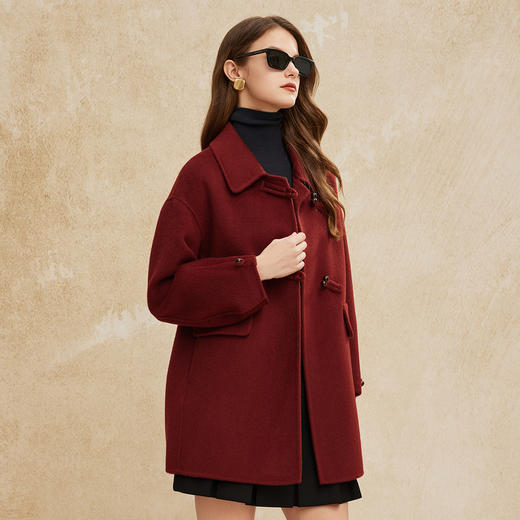 PH955斯尔丽24新款时尚翻领羊毛高支白领通勤显瘦直身双面呢大衣 商品图2