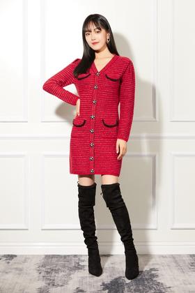 SIA SAYLOR 修身显瘦红色连衣裙 11052