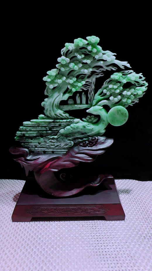 620486翡翠摆件【鹿鸣蝉音 梅开五福】 商品图4