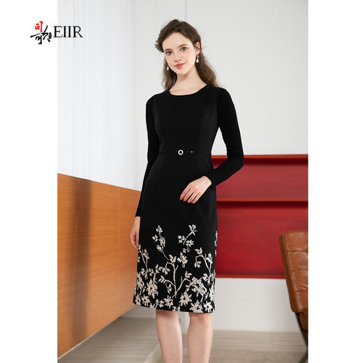 司歌背心连衣裙打底弹力收腰冬提花黑裙A901309X 商品图1