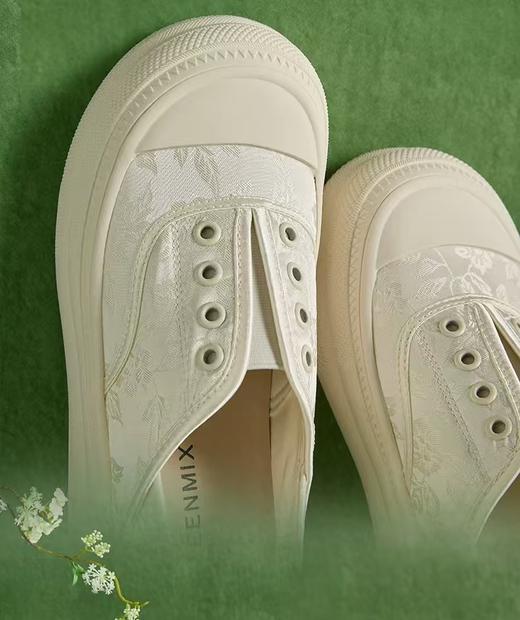 【内购会】天美意新中式小豆蔻厚底增高小白鞋女休闲板鞋帆布鞋2024秋季新款 商品图1