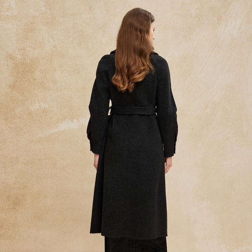 PH952斯尔丽24新款羊毛高支双面呢翻领直身显瘦通勤双排扣长款大衣 商品图5