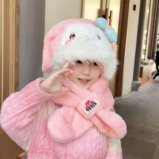 【19.9/件起】儿童帽子围巾一体帽冬季加绒加厚宝宝护耳帽男女孩防风二件套装 商品图4