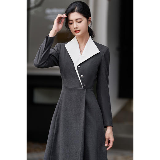 剩S/L 11.20【劲爆拼团！拼团到手价199元】 磨毛连衣裙 高级感简约通勤气质撞色翻领连衣裙2078 商品图1