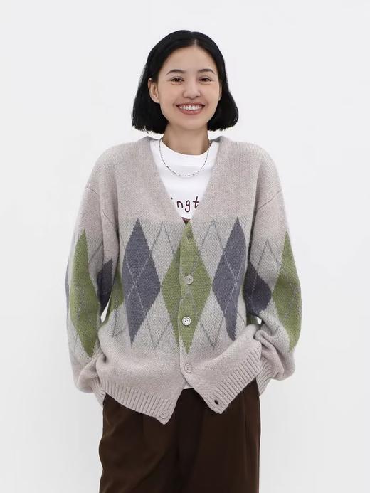 LIVINGTOWN/LT菱形格毛衣开衫 商品图2