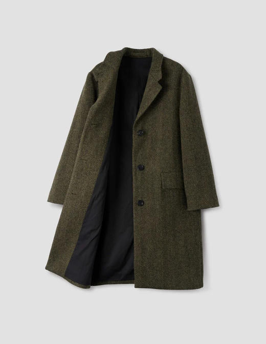 Margaret Howell 森林色HARRIS TWEED人字纹羊毛大衣 商品图9