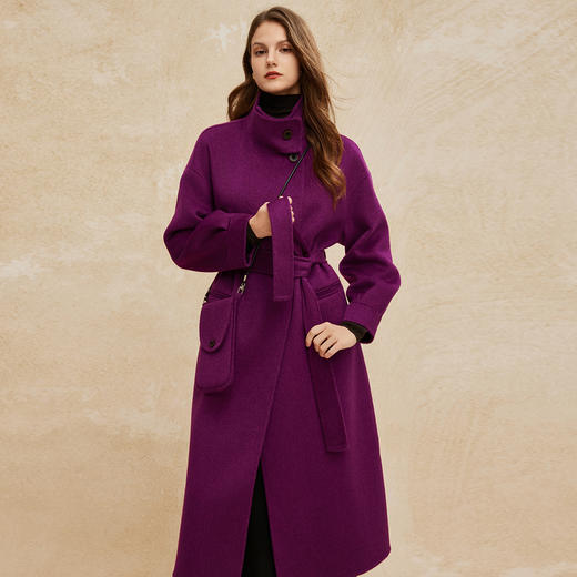 PH945斯尔丽24新款时尚大廓形立领韩版配手工包大气显瘦羊毛大衣 商品图0