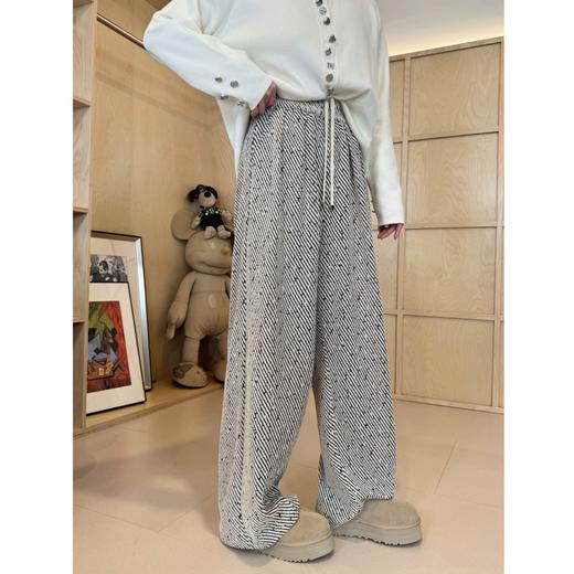 2024新品  蕾蕾同款【比例玩家！】全松紧高腰斜纹亮丝抽绳阔腿休闲裤 商品图1