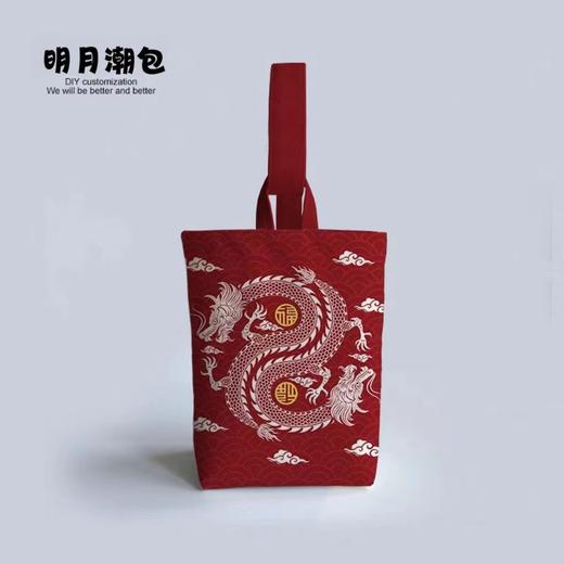 「水墨国风款」书法万事如意手提包 诸事皆顺樱桃枇杷手拎遛弯水桶小布袋收纳箱包 商品图3