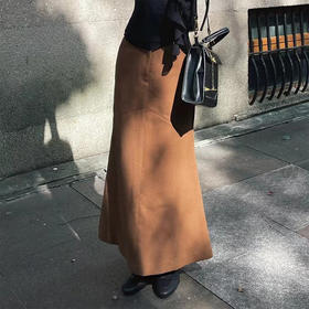 【顺丰包邮】01324 洛诗琳秋冬氛围咖色轻鱼尾羊毛呢料半裙20230