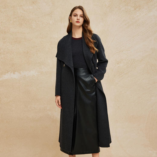 PH927斯尔丽24新款大翻领大气欧范中长款气质高贵双面呢羊毛大衣 商品图6