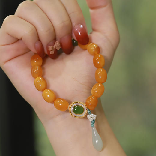 【宫里手串】天然鸡油黄蜜蜡手串9*11mm 商品图2