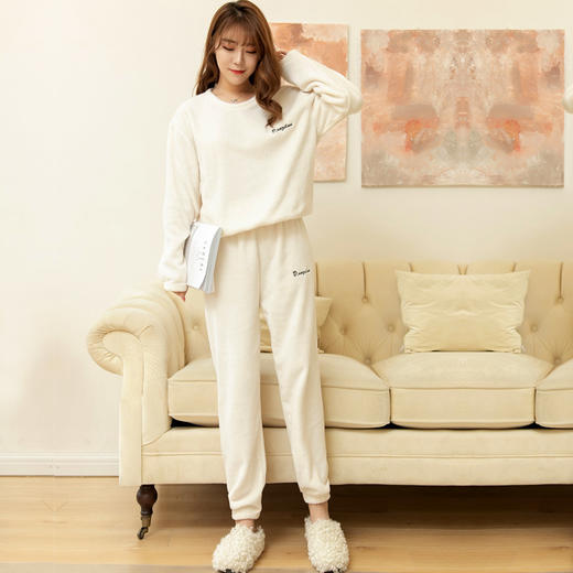 加绒加厚仙女暖暖裤女秋冬保暖家居服女士睡衣外穿珊瑚绒懒人睡裤 商品图2