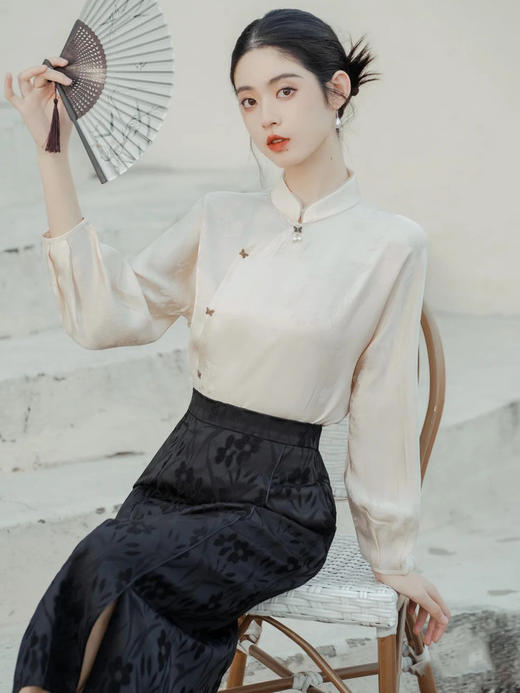 【清仓不退换】【高品质私服】【新中式提花松紧腰开叉半裙】质感舒适柔软但自带筋骨【无标出货 介意慎拍】 商品图7