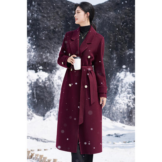 【山羊绒双面羊绒羊毛大衣】米思阳2025冬季法式赫本过膝风衣毛呢大衣厚外套4698 商品图2