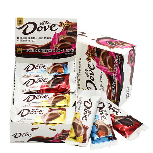 德芙丝滑牛奶香浓黑巧克力什锦14g*16条224g盒散装婚庆喜糖果批发 商品图2