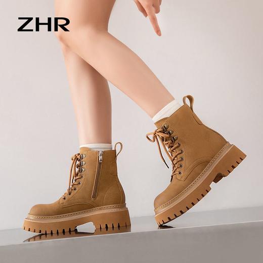 ZHR大黄蜂马丁靴女2023新款马丁靴厚底靴子女冬季加绒英伦小短靴 商品图1