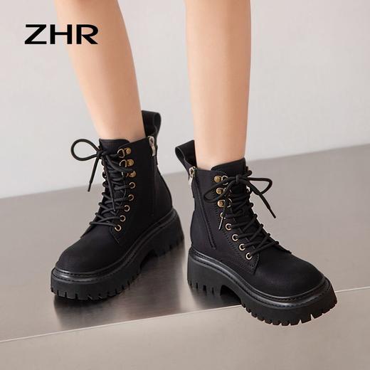 ZHR大黄蜂马丁靴女2023新款马丁靴厚底靴子女冬季加绒英伦小短靴 商品图6
