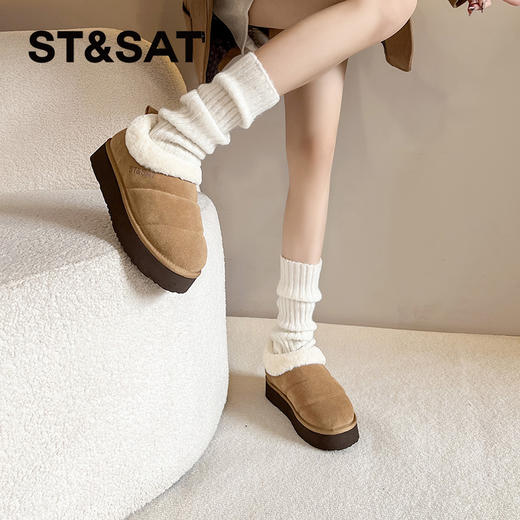 星期六24冬时尚百搭新增高厚底毛毛棉鞋SSC4110F38 商品图2