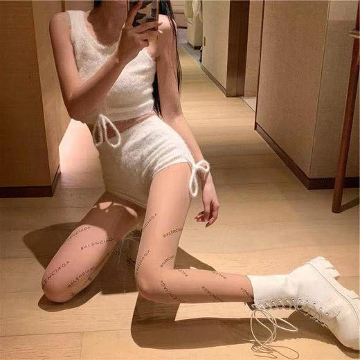 网红秋季任意剪性感黑丝袜女薄款字母袜防勾丝袜子薄连裤字母丝袜 商品图3