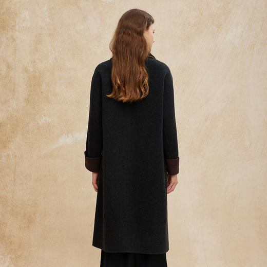 PH942斯尔丽2024秋冬新款双面双色搭配围巾大廓形时尚中长款羊毛大衣 商品图1