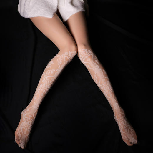 霏慕 复古风韵味提花连裤丝袜新款提花情趣丝袜黑丝连裤袜性感透视外穿欧美内衣女7380 商品图5