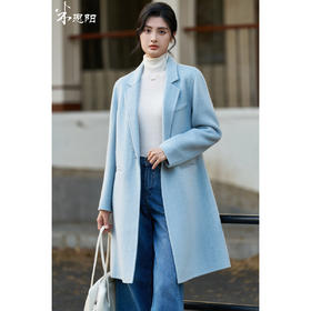 剩XL 米思阳2025冬季新款简约高级感双面呢大衣特调蓝经典羊毛外套3826