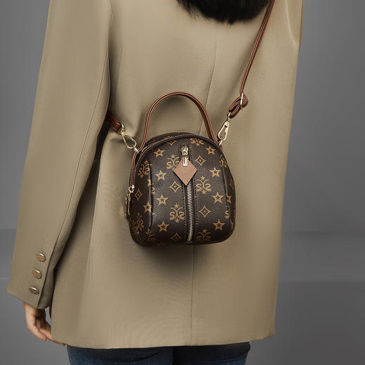 Safiya/索菲娅2024新款爆款时尚小圆包百搭老花单肩斜挎包 SF42215264 商品图0