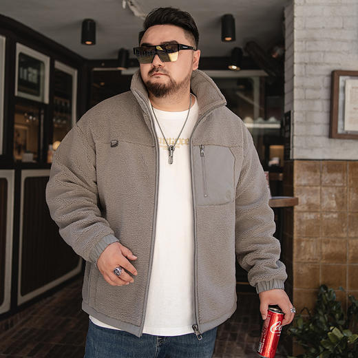 【特大码】【新款DPX】大依优型大码潮款颗粒绒立领羽绒服鸭绒外套休闲胖子大码男休闲宽松加肥加大上衣 商品图9