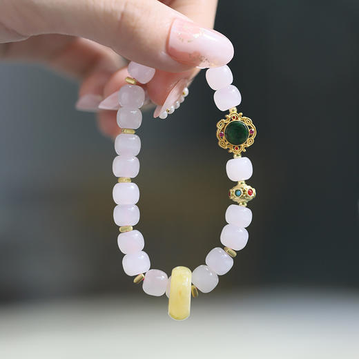 天然和田玉白玉手蜜蜡环扣手链7*8mm 商品图1