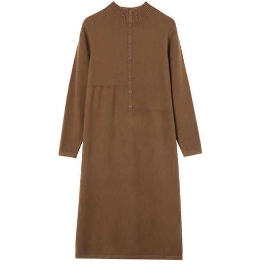 CC-13-6375韩版半高领套头针织衫毛衣女过膝开叉打底衫中长款宽松大码连衣裙 商品图4