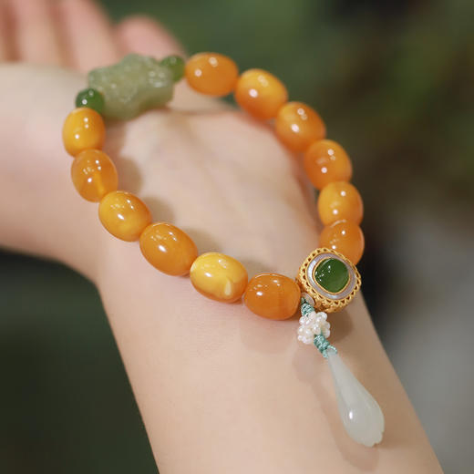 【宫里手串】天然鸡油黄蜜蜡手串9*11mm 商品图6