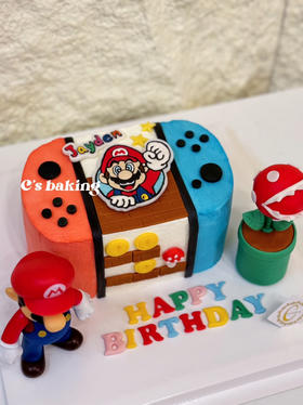 #SuperMario  #Switch游戏机  超级马里奥/超级玛丽场景 忌廉蛋糕【半翻糖蛋糕需提前2天预订】（默认自提，收费配送请联系客服）